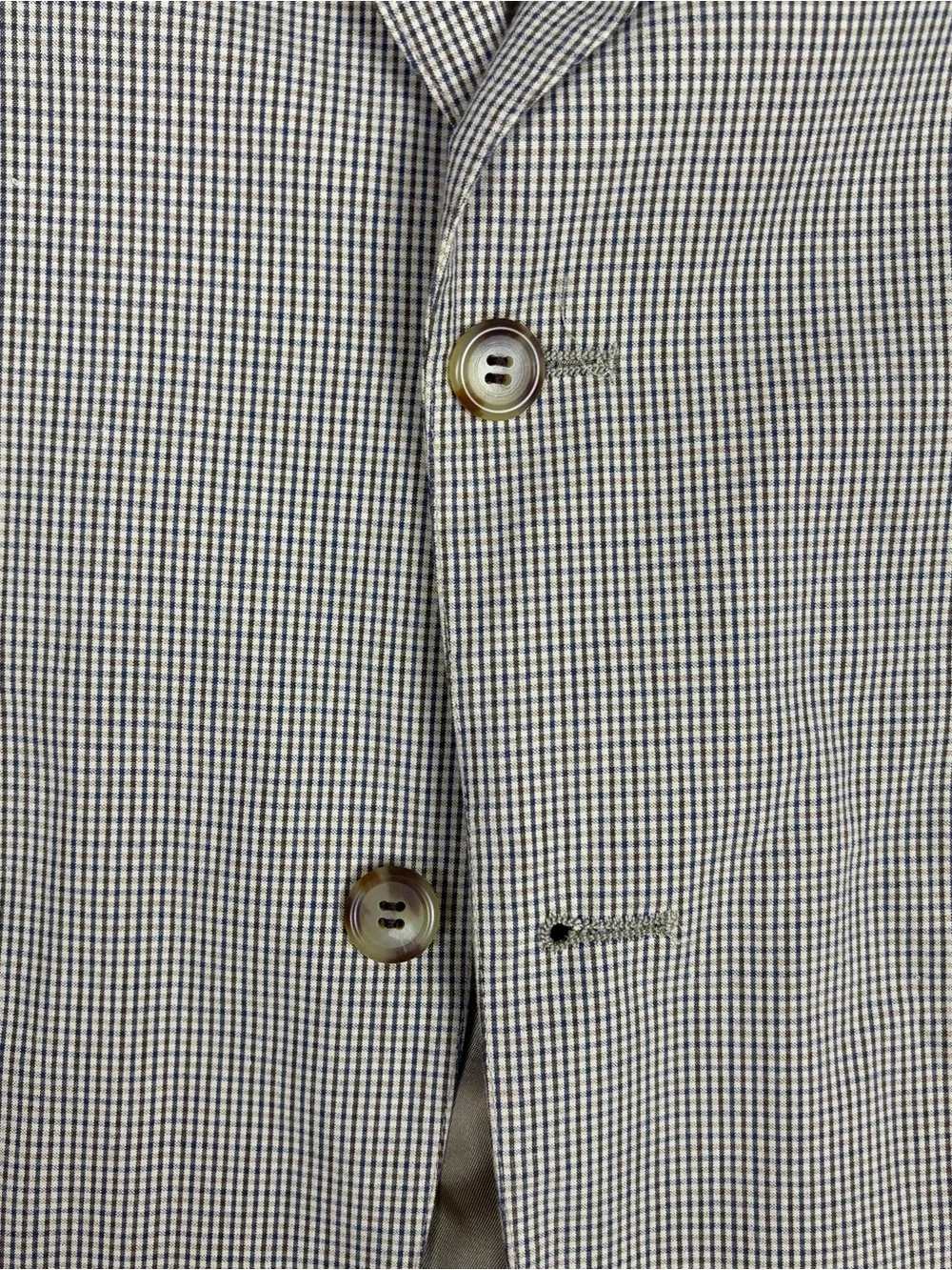 Vtg Brooks Brothers 1818 Blazer Men 43L Beige Silk Linen Wool Gunclub Check USA